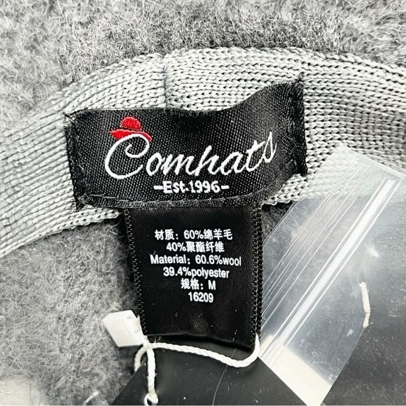 NWT Comhats Gray Wool Blend Bow Front Bucket Hat Size Medium